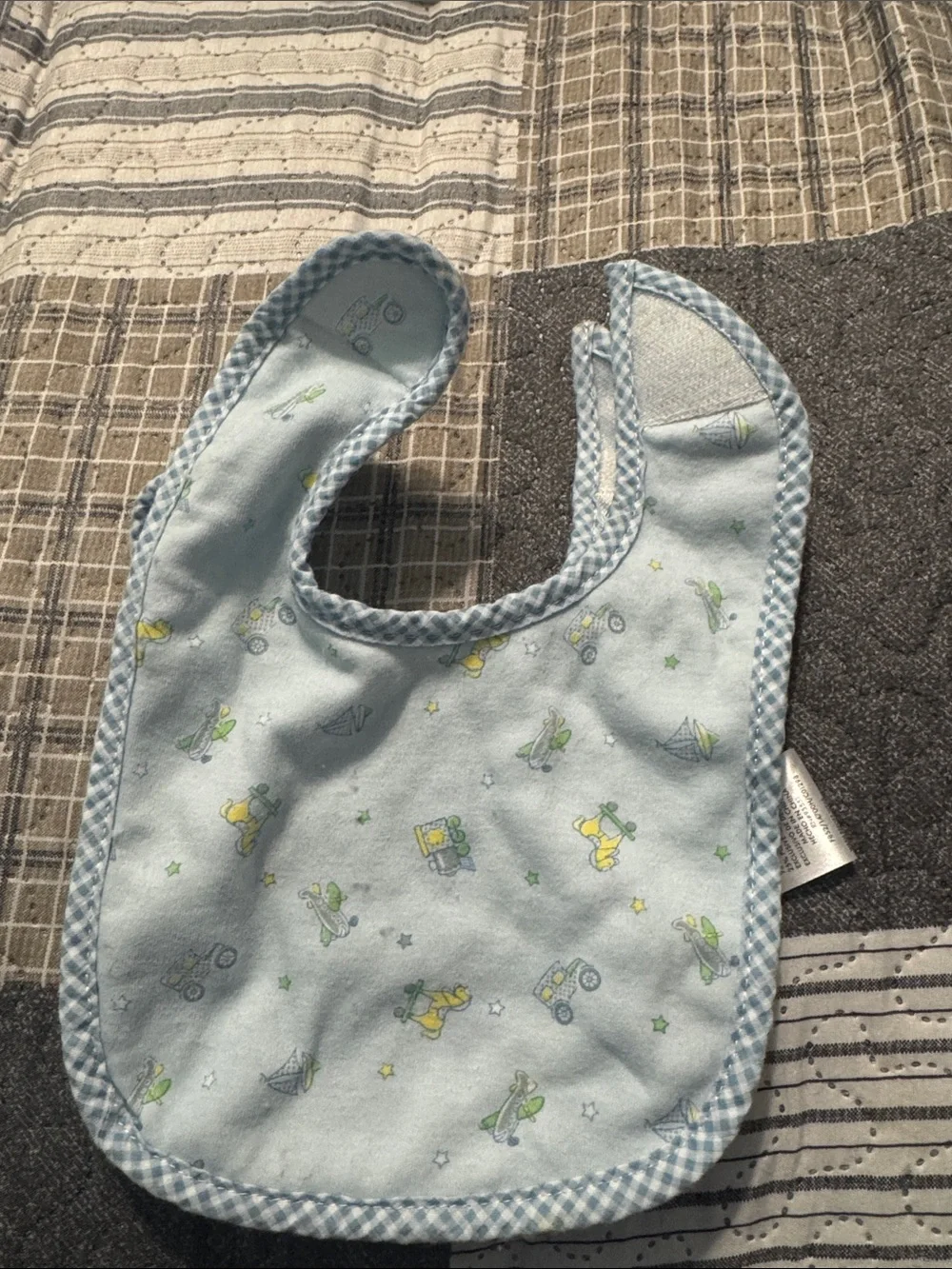 Baby Boy Light Blue Train Bib Trio with Sweet Motifs